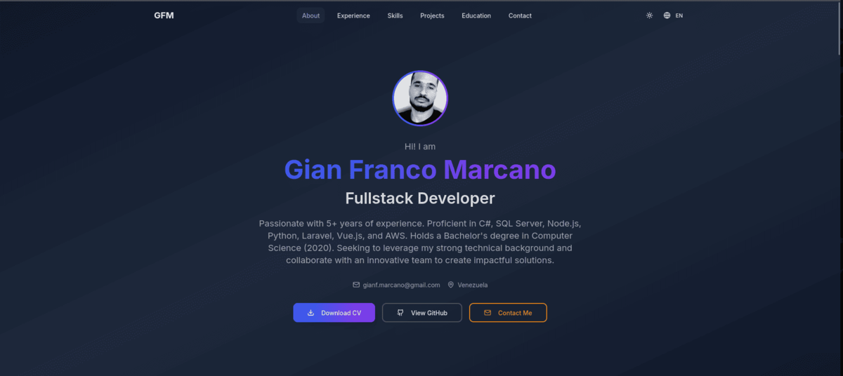 Gian Franco Marcano - Fullstack Developer | C#, Laravel, Python, AWS